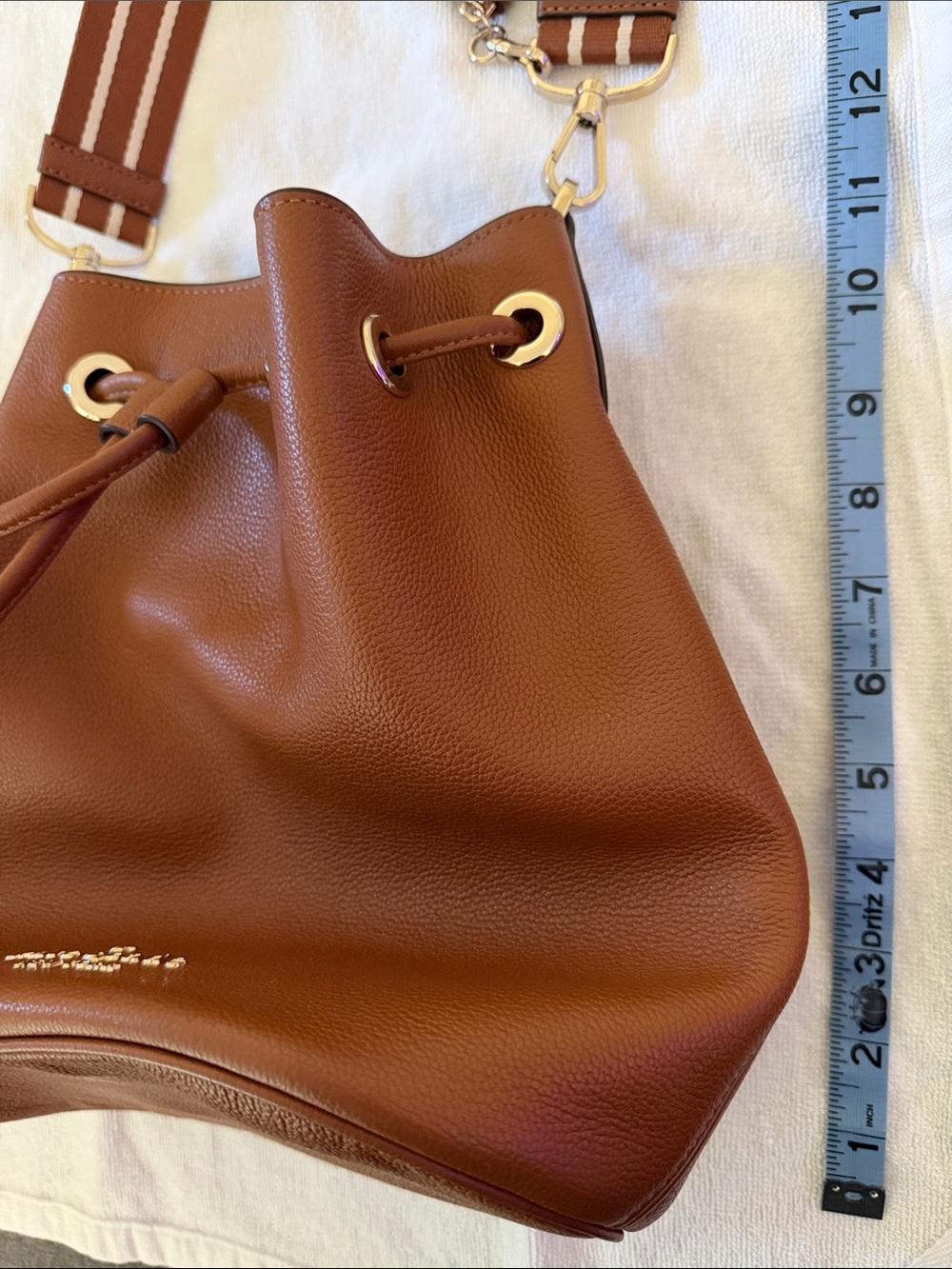 kate spade Brown Pebbled Leather Drawstring Bucket Shoulder Bag - Picture 5 of 8